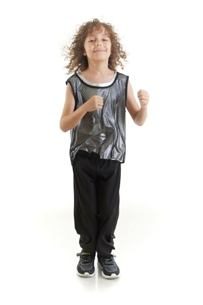 Erkek Çocuk Gümüş Hip Hop Dans Kostümü - 23 Nisan Kıyafetleri