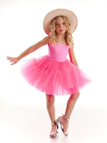 Barbie Kostümü - Neon Pembe Tütü Elbise