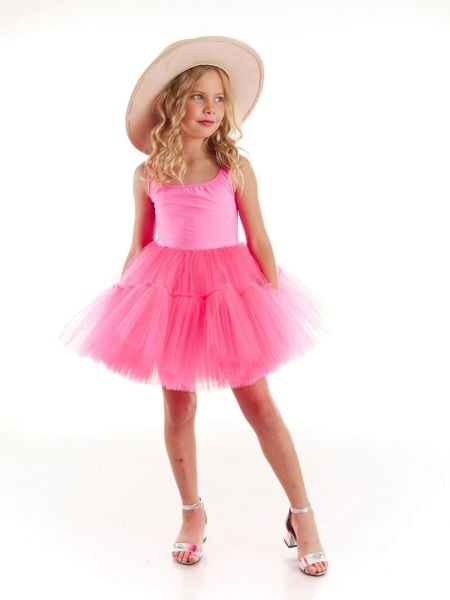 Barbie Kostümü - Neon Pembe Tütü Elbise