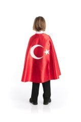 Kız Erkek Çocuk Ay Yıldızlı Kırmızı Bayraklı Kırmızı Pelerin - 23 Nisan Kıyafetleri