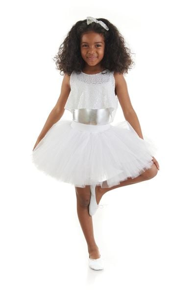 Kız Çocuk Beyaz Hip Hop Dans Kostümü - 23 Nisan Kıyafetleri