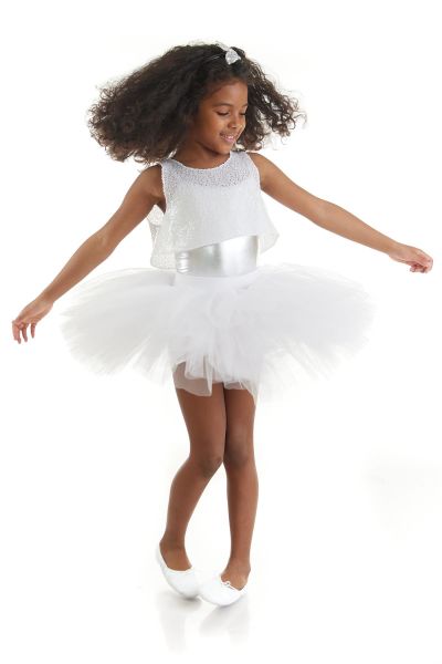 Kız Çocuk Beyaz Hip Hop Dans Kostümü - 23 Nisan Kıyafetleri