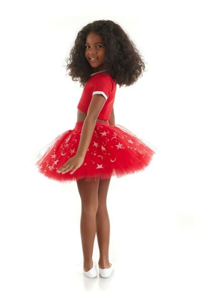 Kız Çocuk Kırmızı Ay Yıldızlı Dans Kostümü - 23 Nisan Kıyafetleri