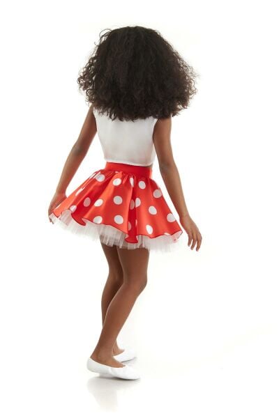 Kız Çocuk Kırmızı Beyaz Puantiyeli Dans Kostümü - 23 Nisan Kıyafetleri