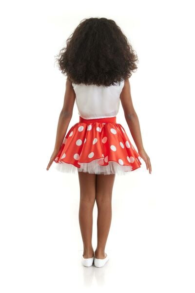 Kız Çocuk Kırmızı Beyaz Puantiyeli Dans Kostümü - 23 Nisan Kıyafetleri