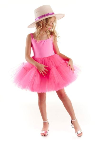 Barbie Kostümü - Neon Pembe Tütü Elbise