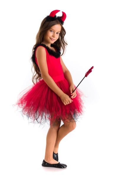 Şeytan Kız Kostümü - Kız Çocuk Halloween, Doğum Günü ve Parti Kostümleri